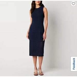 Worthington Women's Sleeveless Midi Sweater Dress Size XS Navy Blue NWT